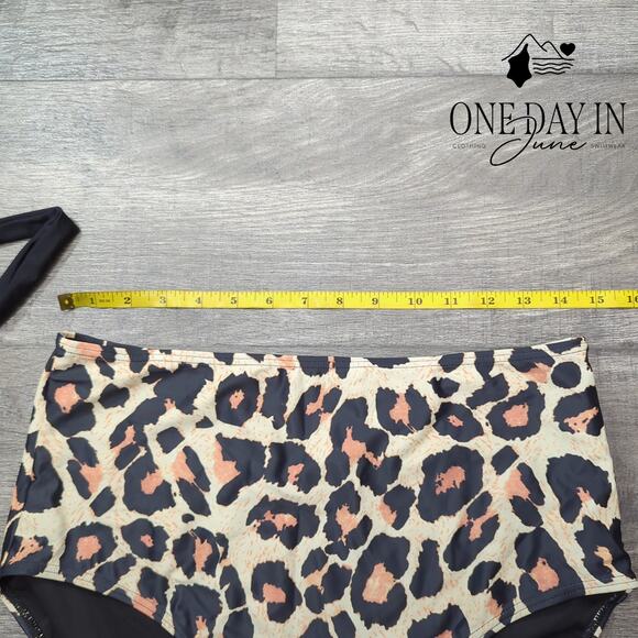 B2Prity Cross Front Tie Back Leopard Tankini Swimsuit Size XL - Picture 4 of 6